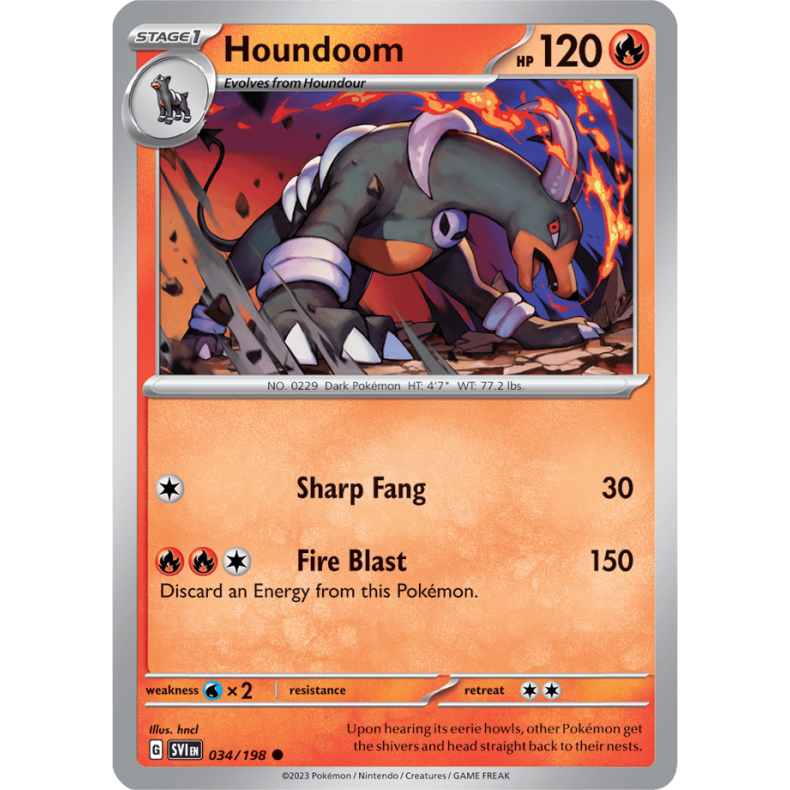 Houndoom 034/198 - Scarlet &amp; Violet Enkeltkort