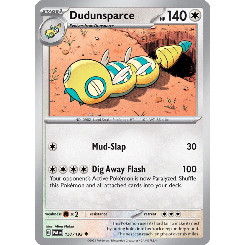 Dudunsparce 157/193 - Paldea Evolved Enkeltkort