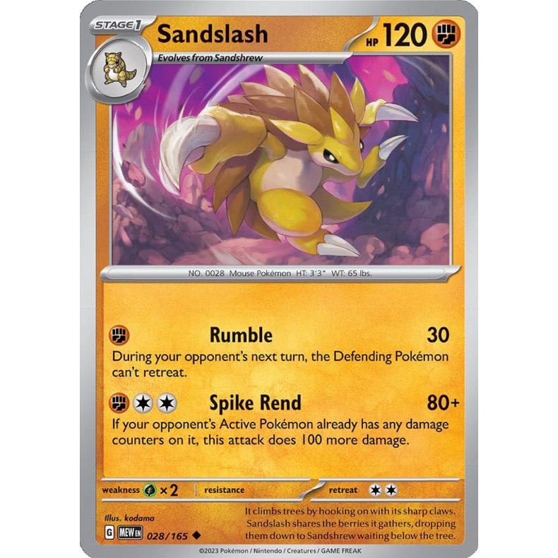 Sandslash 028/165 - 151 Enkeltkort