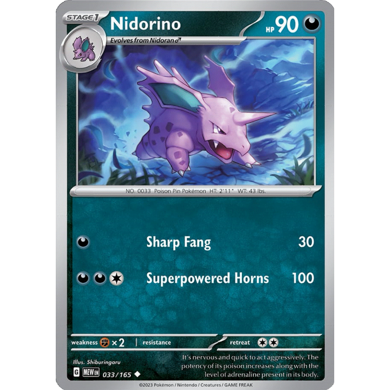 Nidorino 033/165 - 151 Enkeltkort