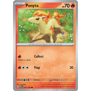 Ponyta 077/165 - 151 Enkeltkort