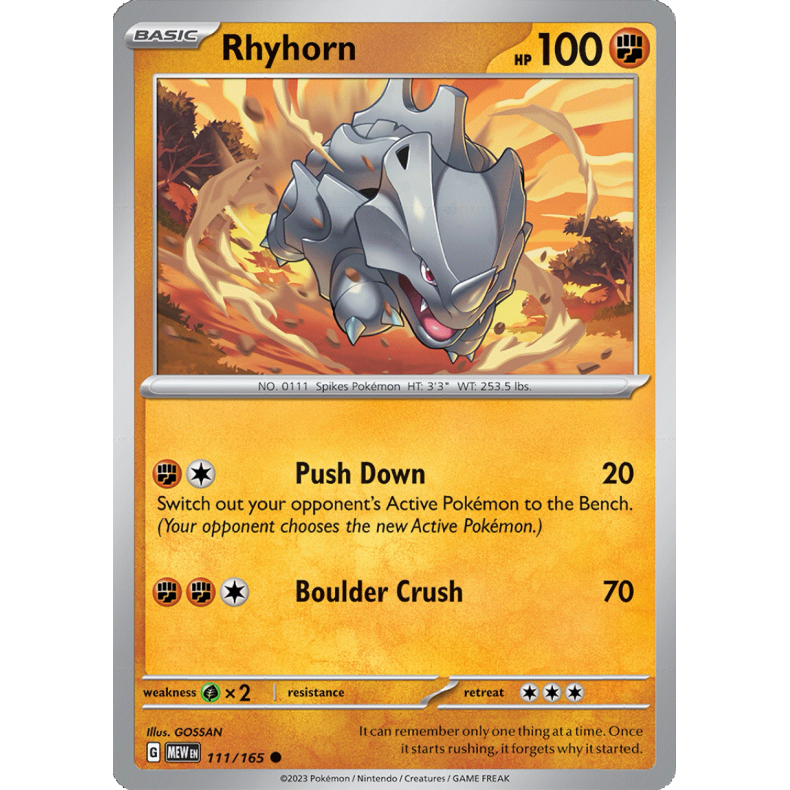 Rhyhorn 111/165 - 151 Enkeltkort