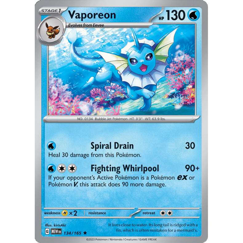 Vaporeon 134/165 - 151 Enkeltkort