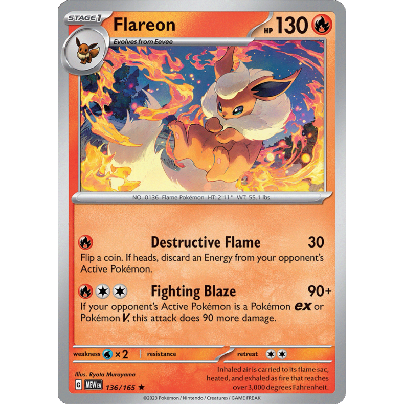 Flareon 136/165 - 151 Enkeltkort