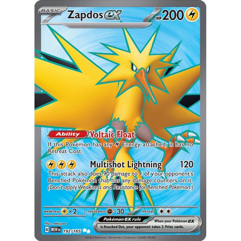 Zapdos ex 192/165 - 151 Enkeltkort