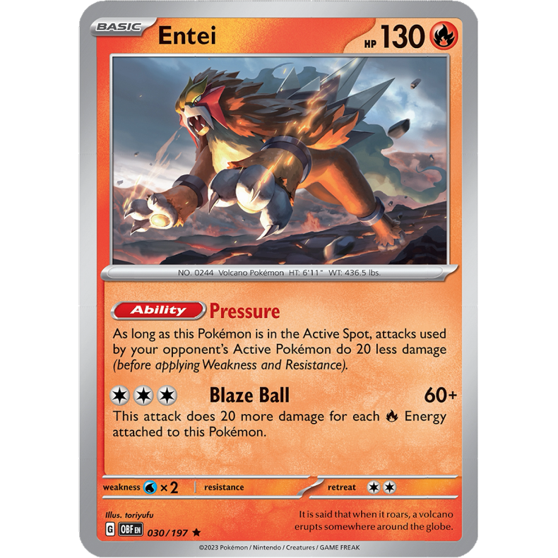 Entei 030/197 - Obsidian Flames Enkeltkort