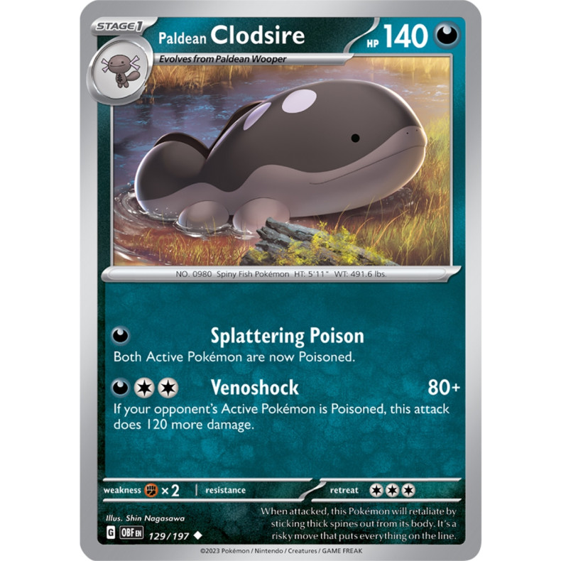 Paldean Clodsire 129/197 - Obsidian Flames Enkeltkort