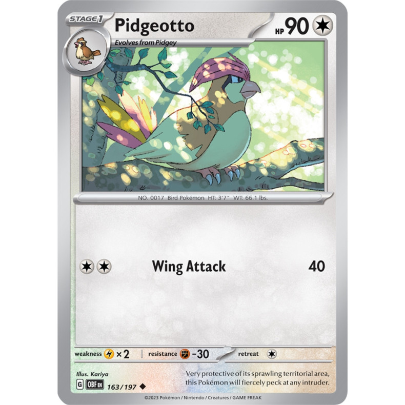 Pidgeotto 163/197 - Obsidian Flames Enkeltkort