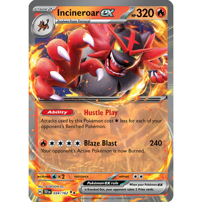 Incineroar ex 034/162 - Temporal Forces Enkeltkort