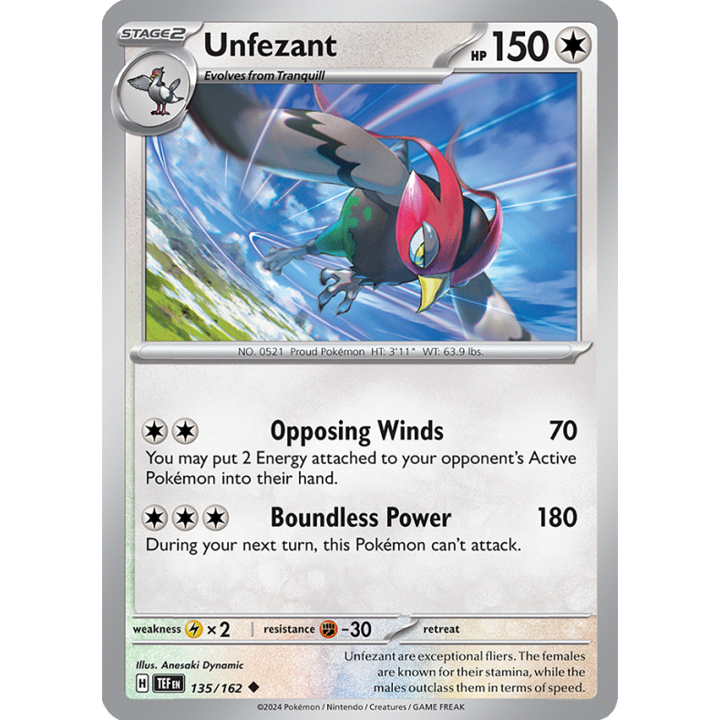 Unfezant 135/162 - Temporal Forces Enkeltkort
