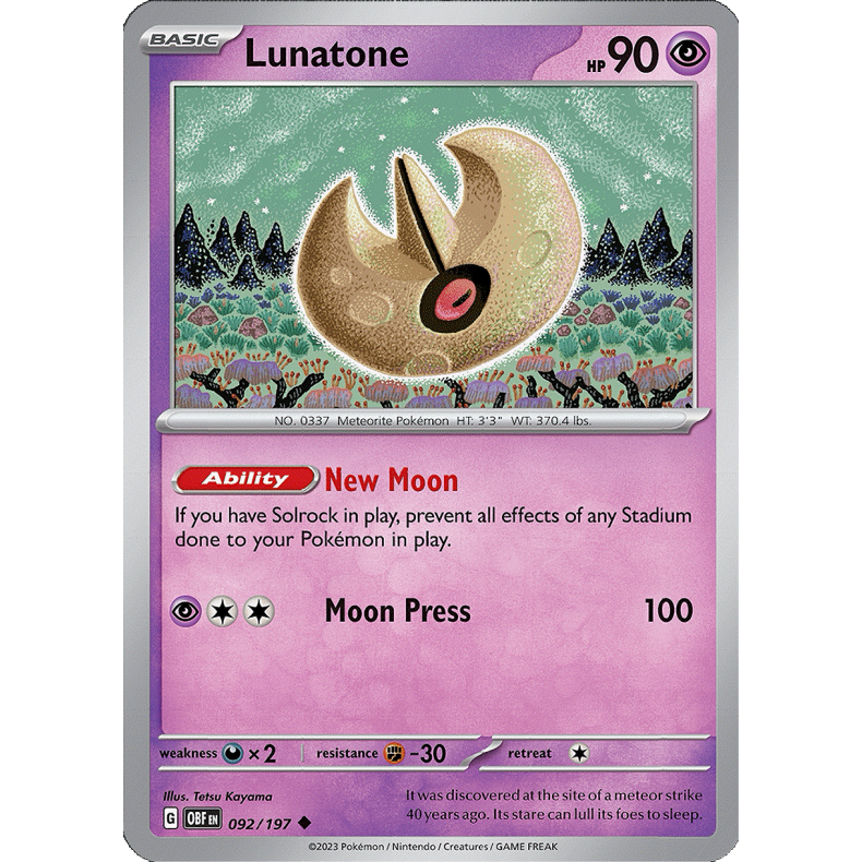 Lunatone 092/197 - Obsidian Flames Enkeltkort