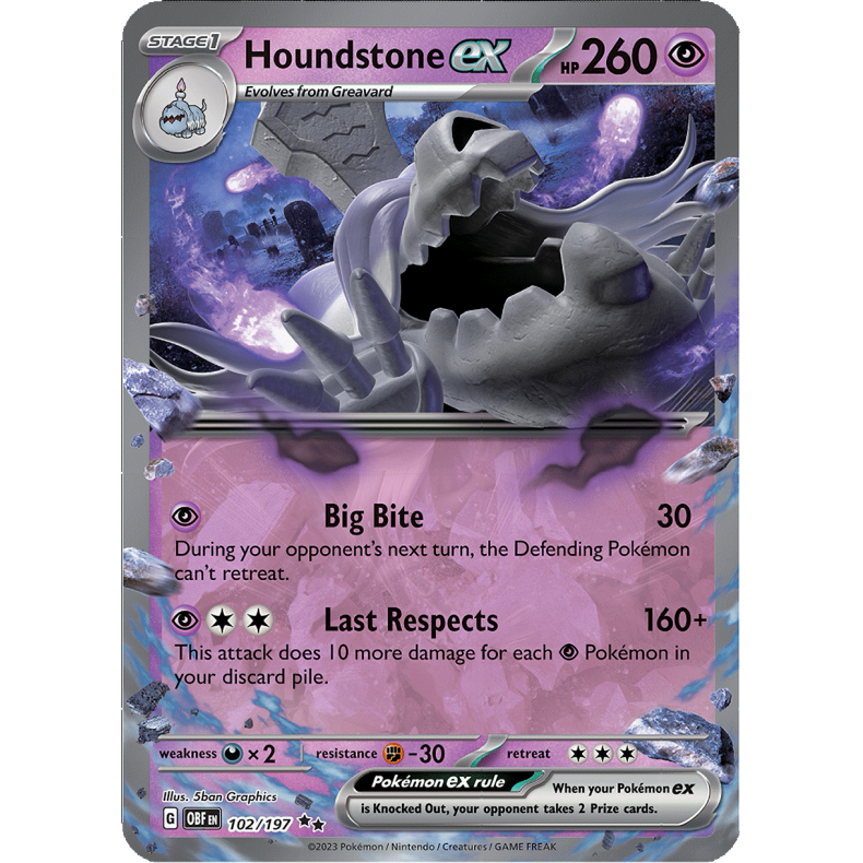Houndstone ex 102/197 - Obsidian Flames Enkeltkort