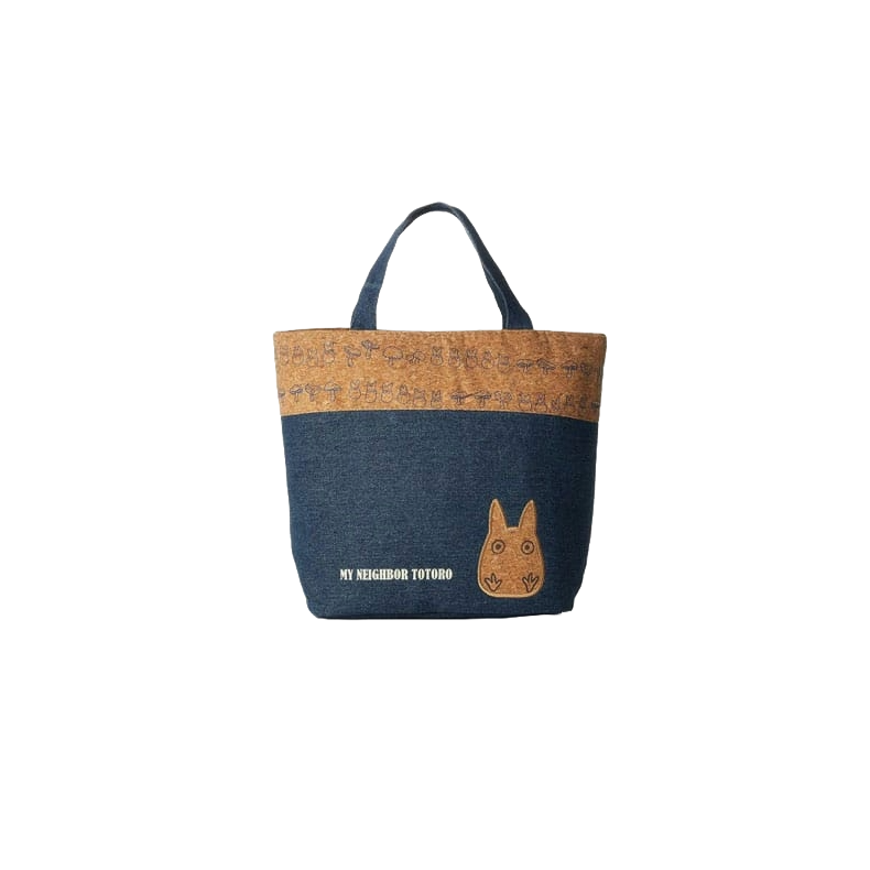 My Neighbor Totoro Lunch Bag cork &amp; denim style Totoro